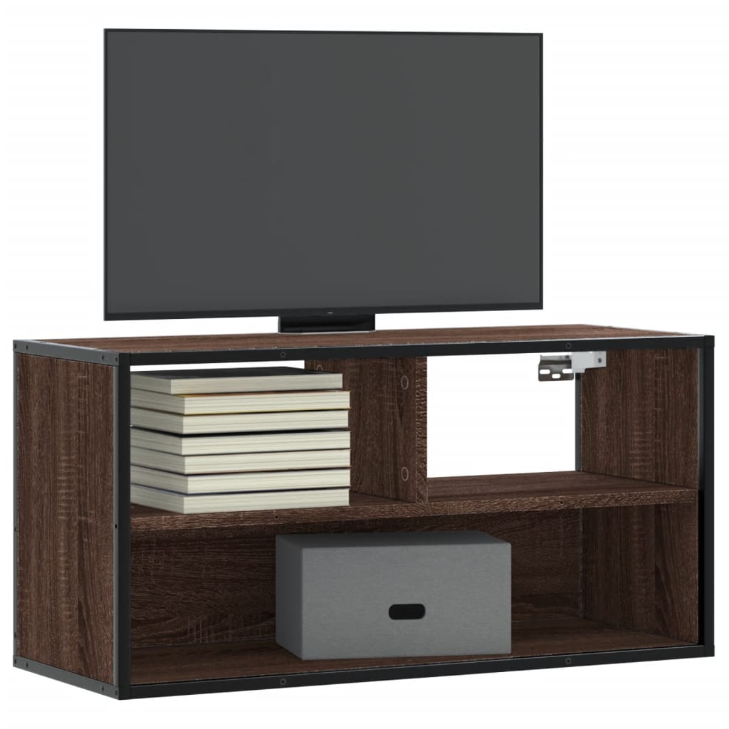 Móvel p/ TV 80x31x39,5cm deriv. madeira/metal carvalho castanho