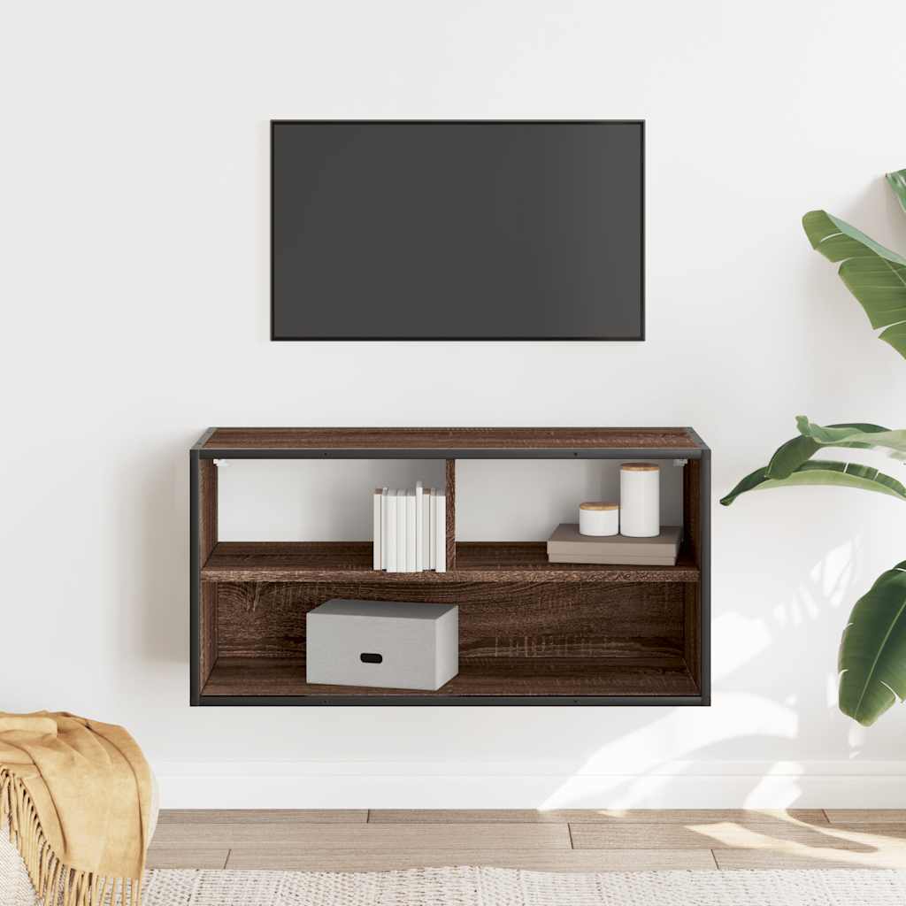 Móvel p/ TV 80x31x39,5cm deriv. madeira/metal carvalho castanho