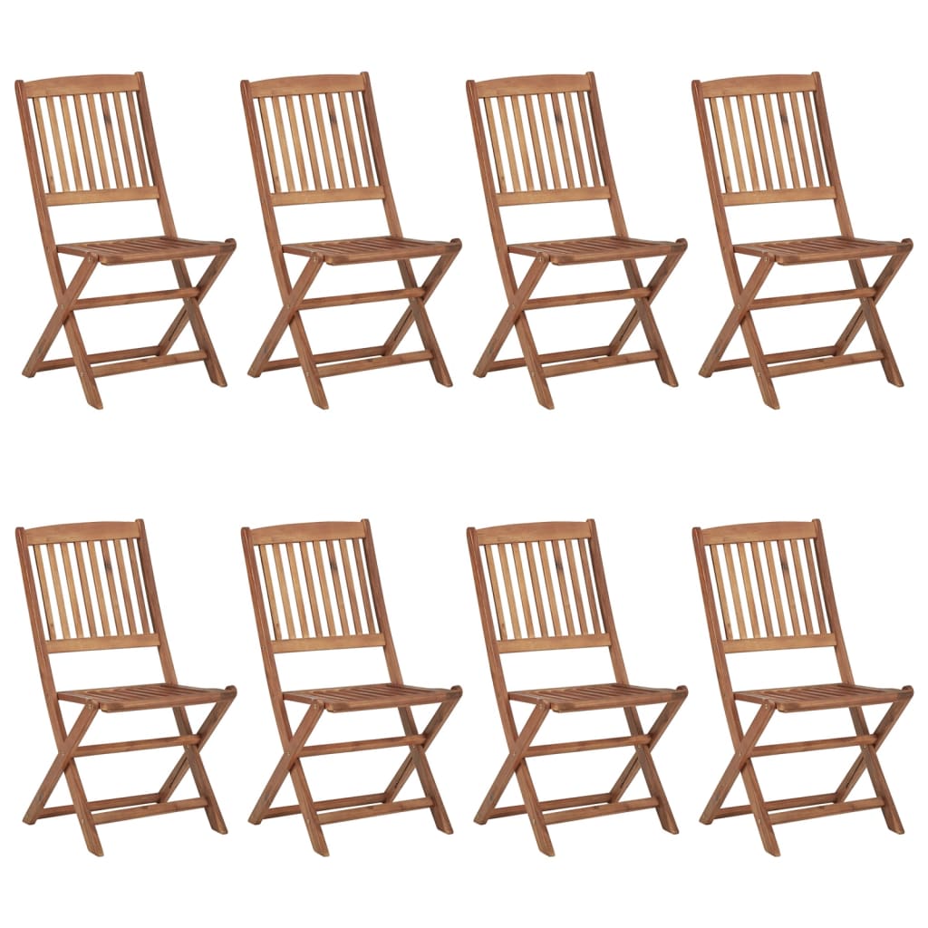 Cadeiras de jardim dobráveis 8 pcs c/ almofadões acácia maciça