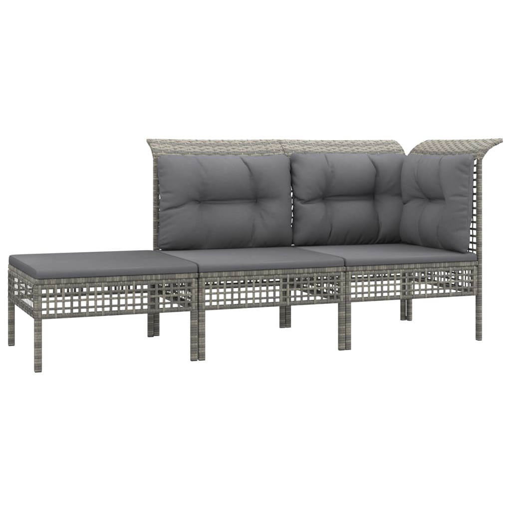 8 Pcs conjunto lounge de jardim c/ almofadões vime PE cinzento