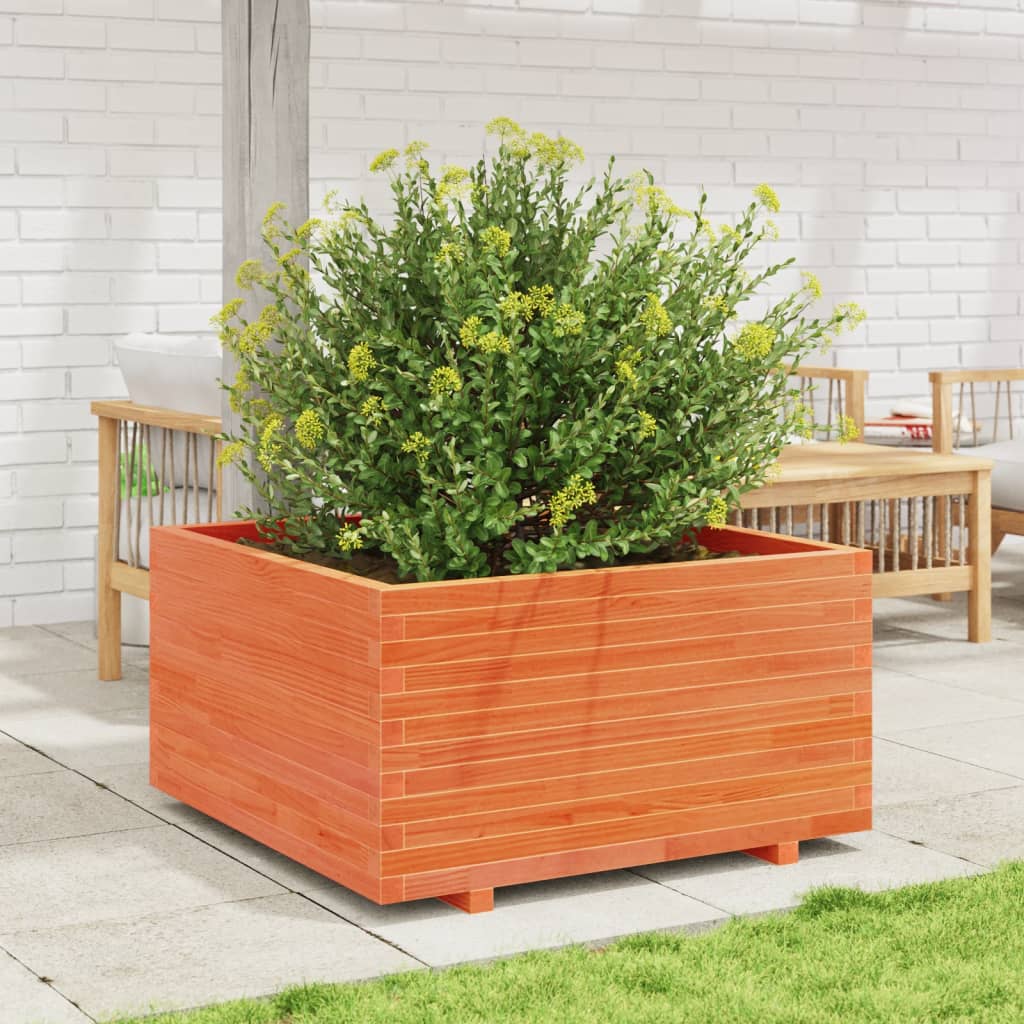 Vaso/floreira de jardim 90x90x49,5 cm pinho maciço castanho mel