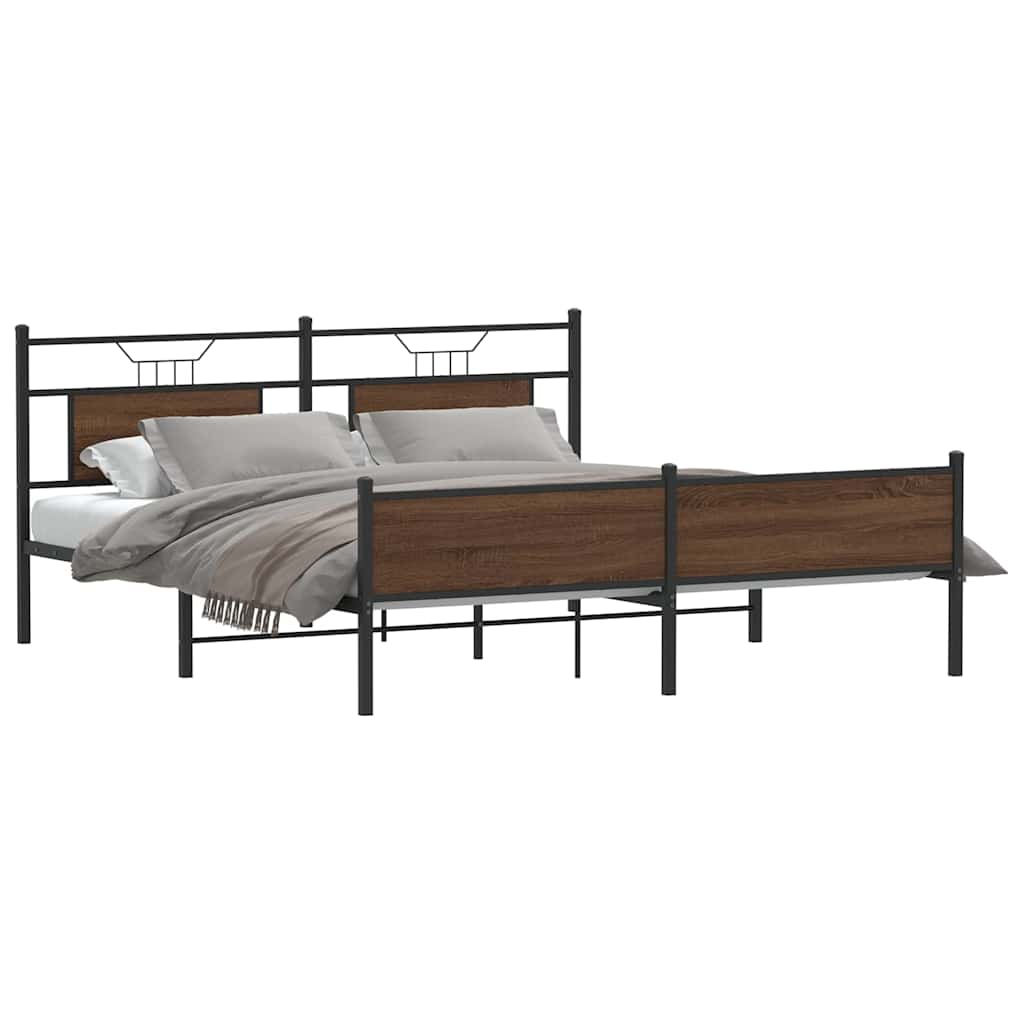 Estrutura cama sem colchão 183x213 cm metal carvalho castanho