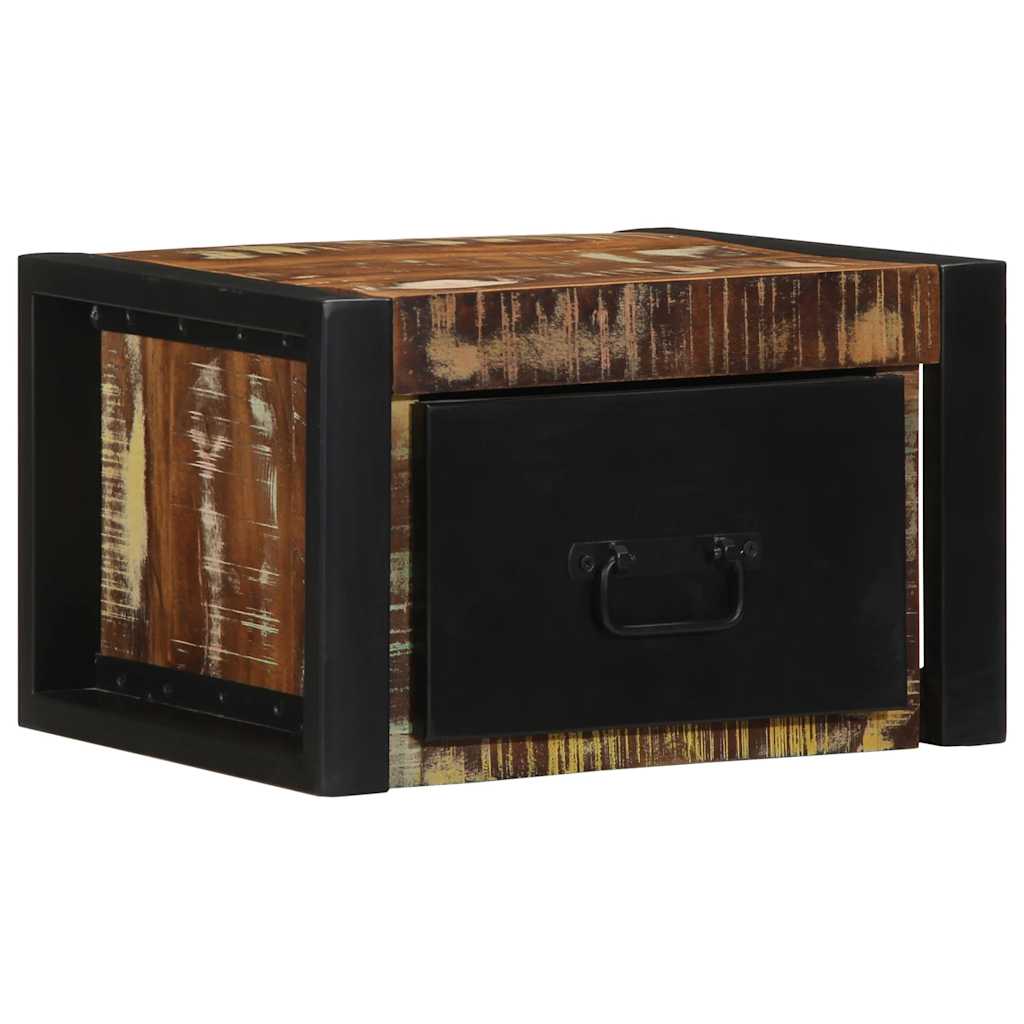 Mesa de cabeceira multicor 40x35x25cm madeira maciça recuperada