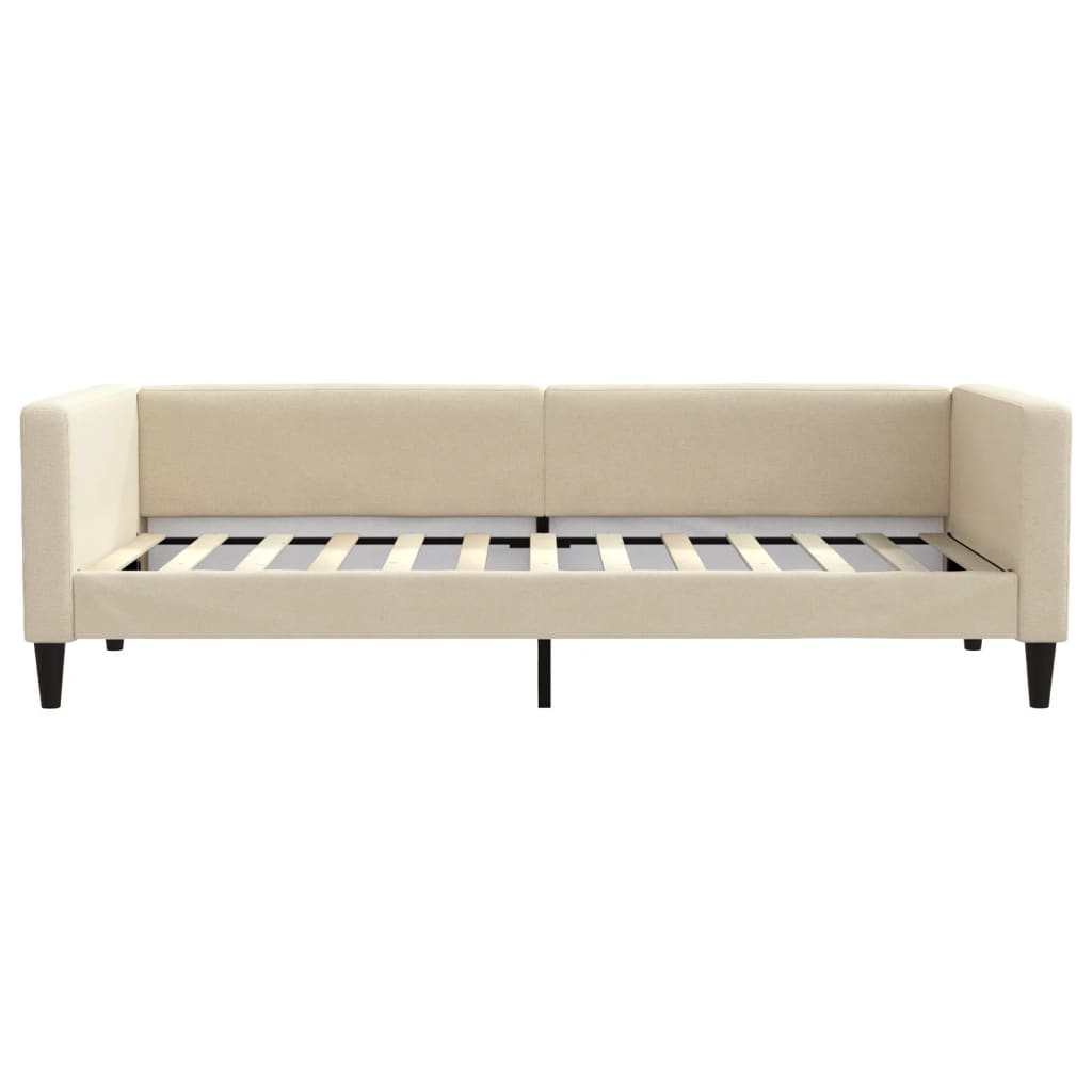 Sofá-cama com colchão 90x200 cm tecido cor creme