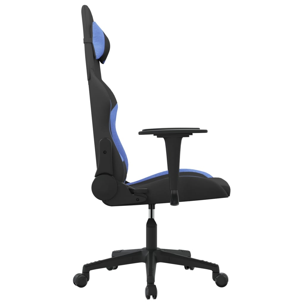 Cadeira gaming de massagens tecido preto e azul