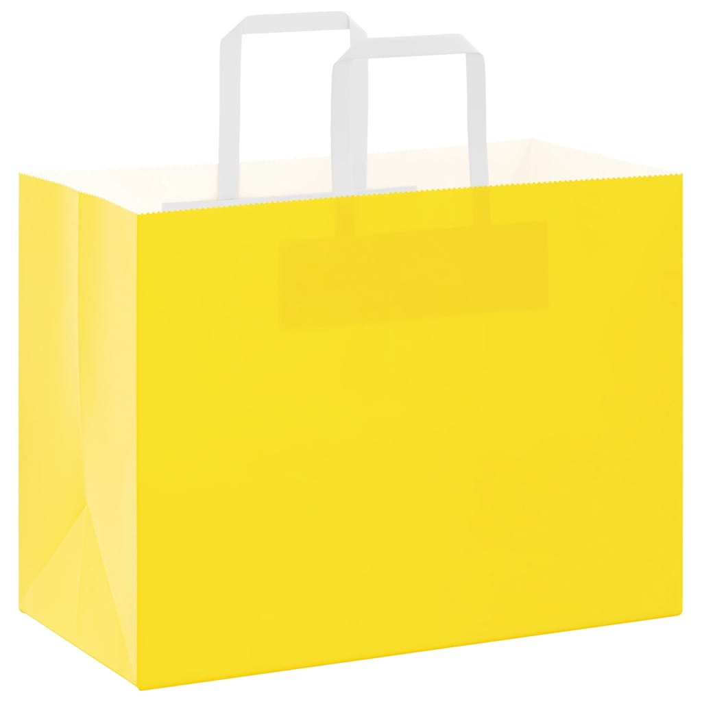 Sacos de papel 50 unid com alças amarelo 32x17x25 cm