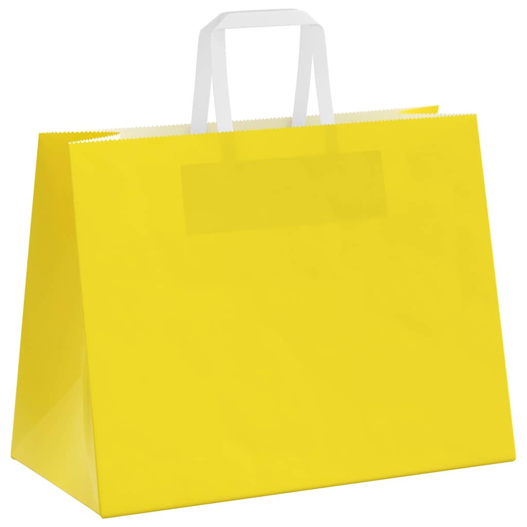 Sacos de papel 50 unid com alças amarelo 32x17x25 cm