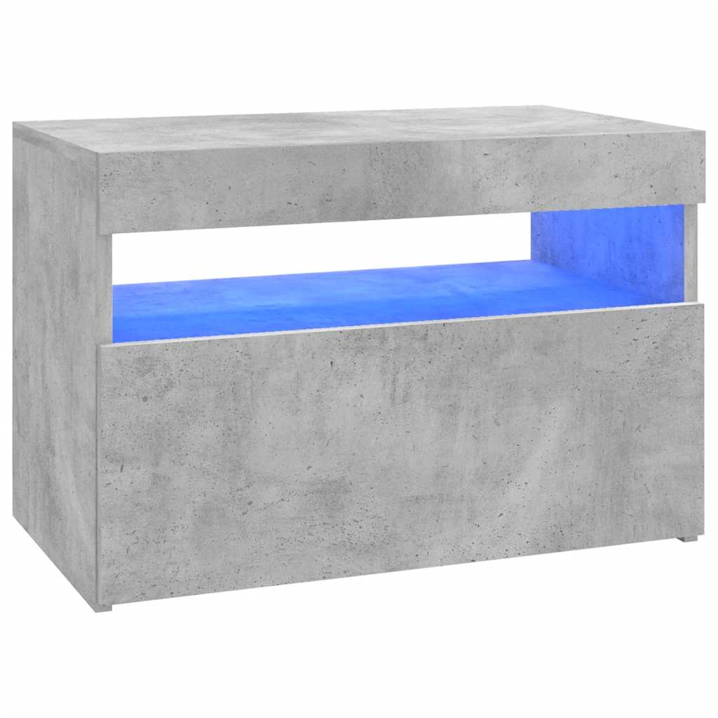 Móvel de TV com luzes LED 60x35x40 cm cinzento cimento