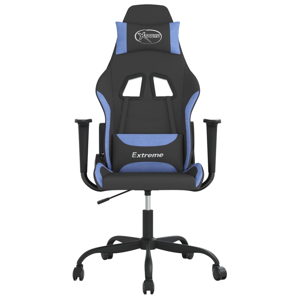 Cadeira gaming de massagens tecido preto e azul