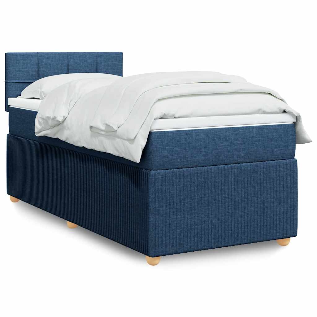 Cama com molas/colchão 80x200 cm tecido azul