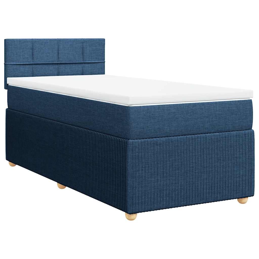 Cama com molas/colchão 80x200 cm tecido azul