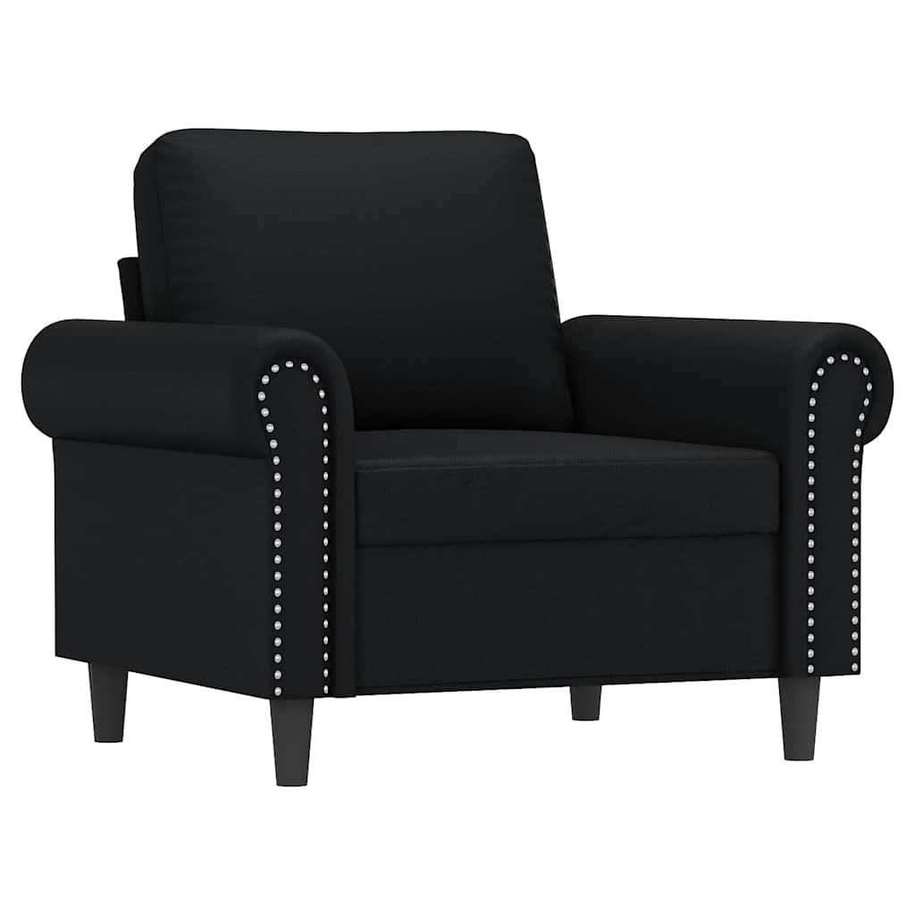 Poltrona com apoio de pés couro artificial 60 cm preto