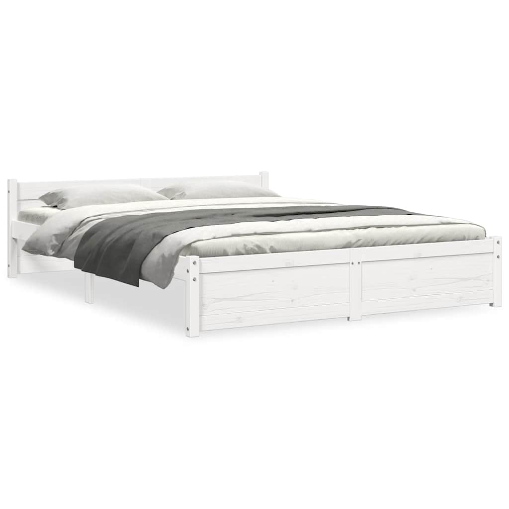 Estrutura de cama king 150x200 cm madeira maciça branco