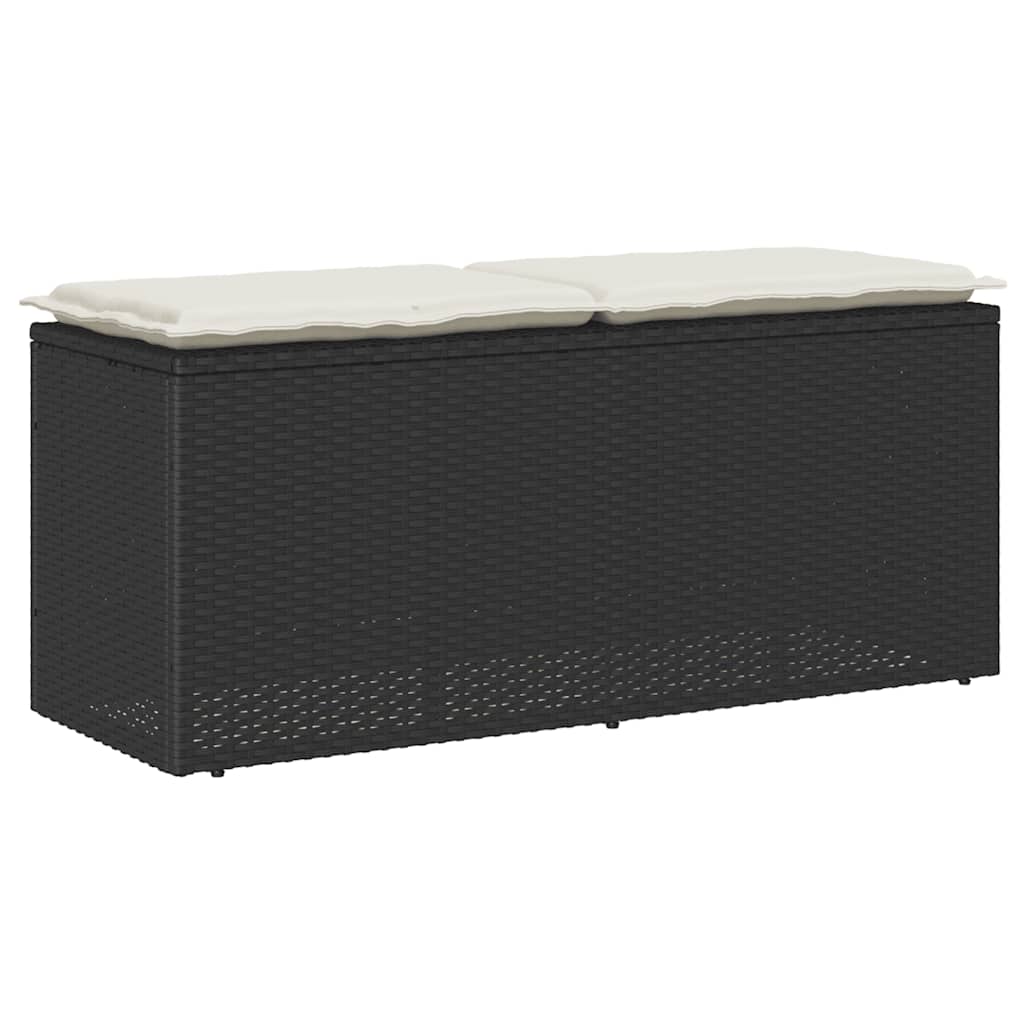 Banco de jardim com almofadão 110x40x44 cm vime PE preto