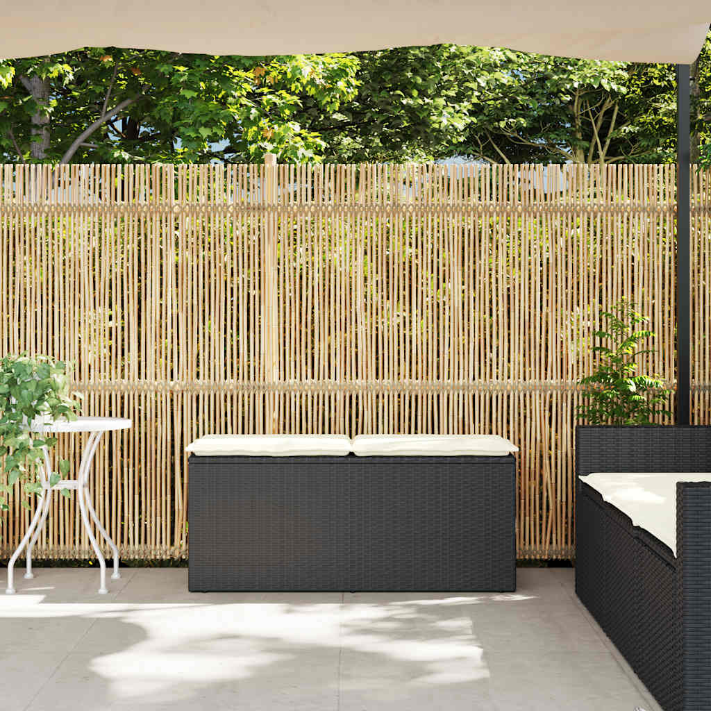 Banco de jardim com almofadão 110x40x44 cm vime PE preto