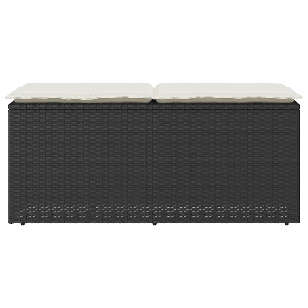 Banco de jardim com almofadão 110x40x44 cm vime PE preto