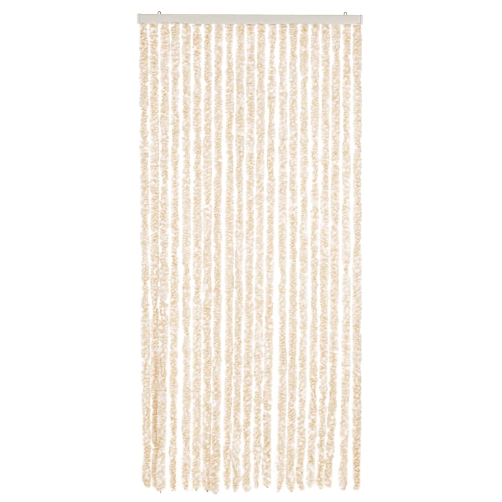 Cortina anti-insetos 90x200 cm chenille bege e branco