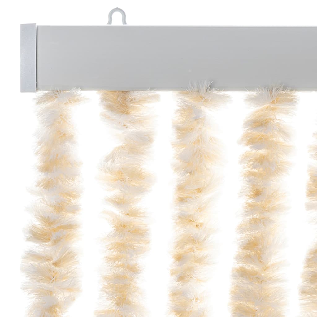 Cortina anti-insetos 90x200 cm chenille bege e branco