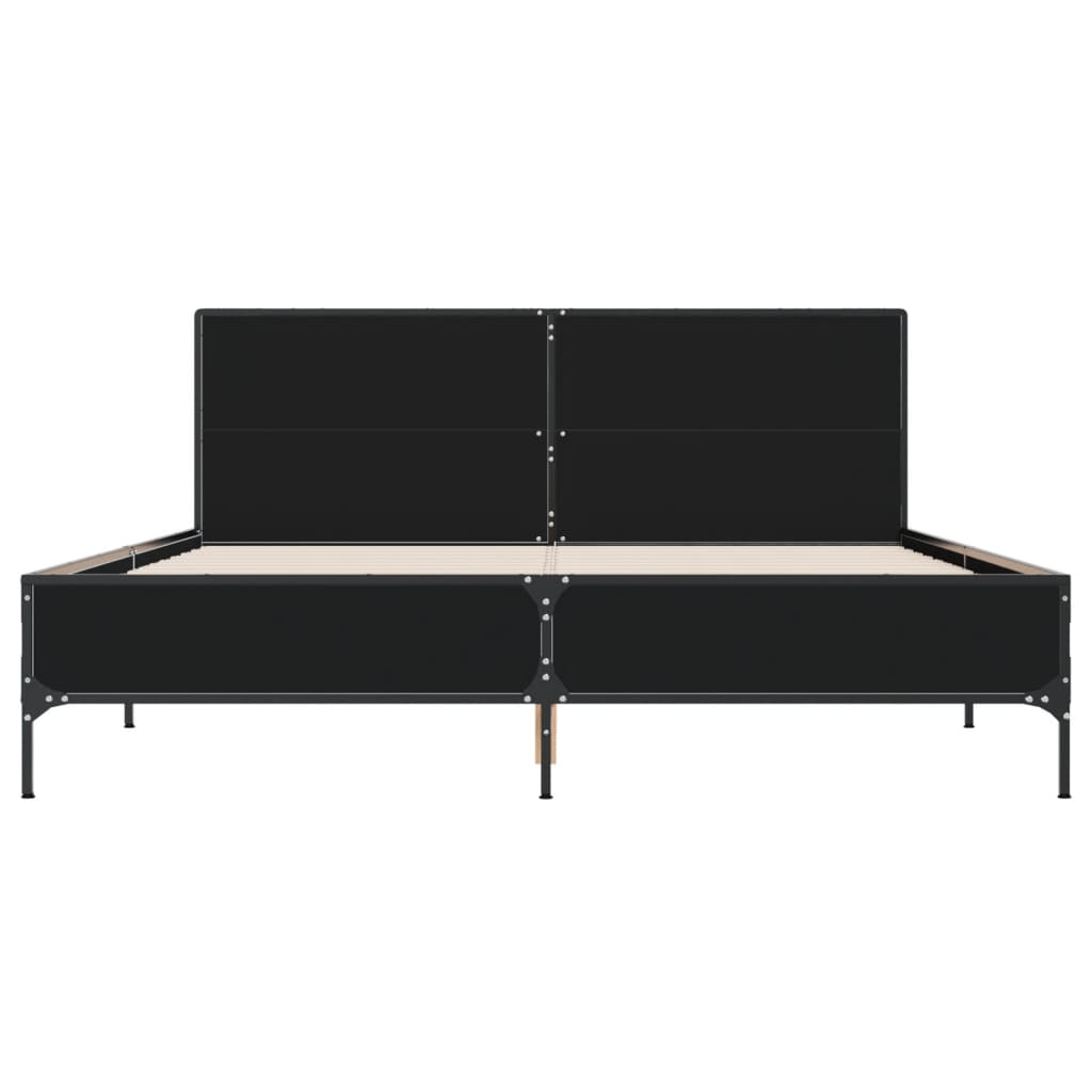 Estrutura de cama 150x200 cm derivados de madeira/metal preto