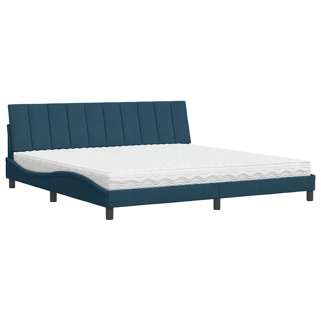 Cama com colchão hanko 200x200 cm veludo azul