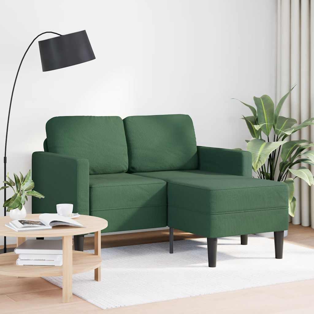 Sofá 2 lugares com chaise em l 125 cm linho verde escuro