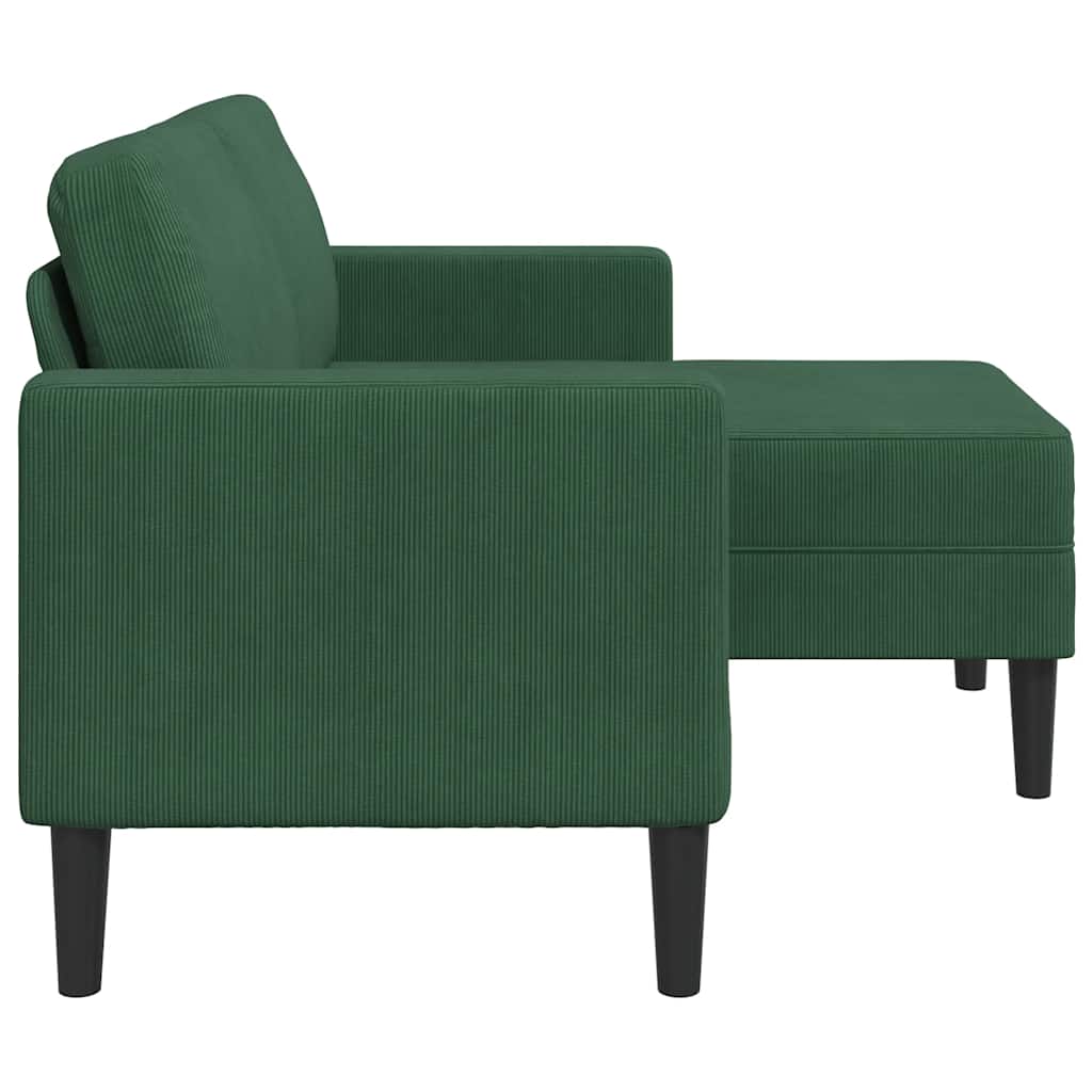 Sofá 2 lugares com chaise em l 125 cm linho verde escuro