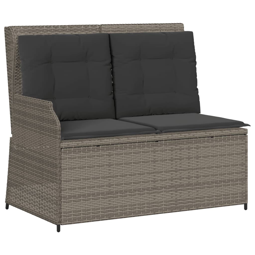 6 Pcs conjunto lounge de jardim c/ almofadões vime PE cinzento