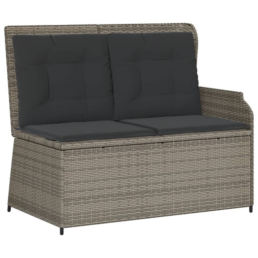 6 Pcs conjunto lounge de jardim c/ almofadões vime PE cinzento