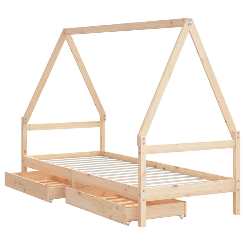 Estrutura de cama infantil c/ gavetas 90x190 cm pinho maciço