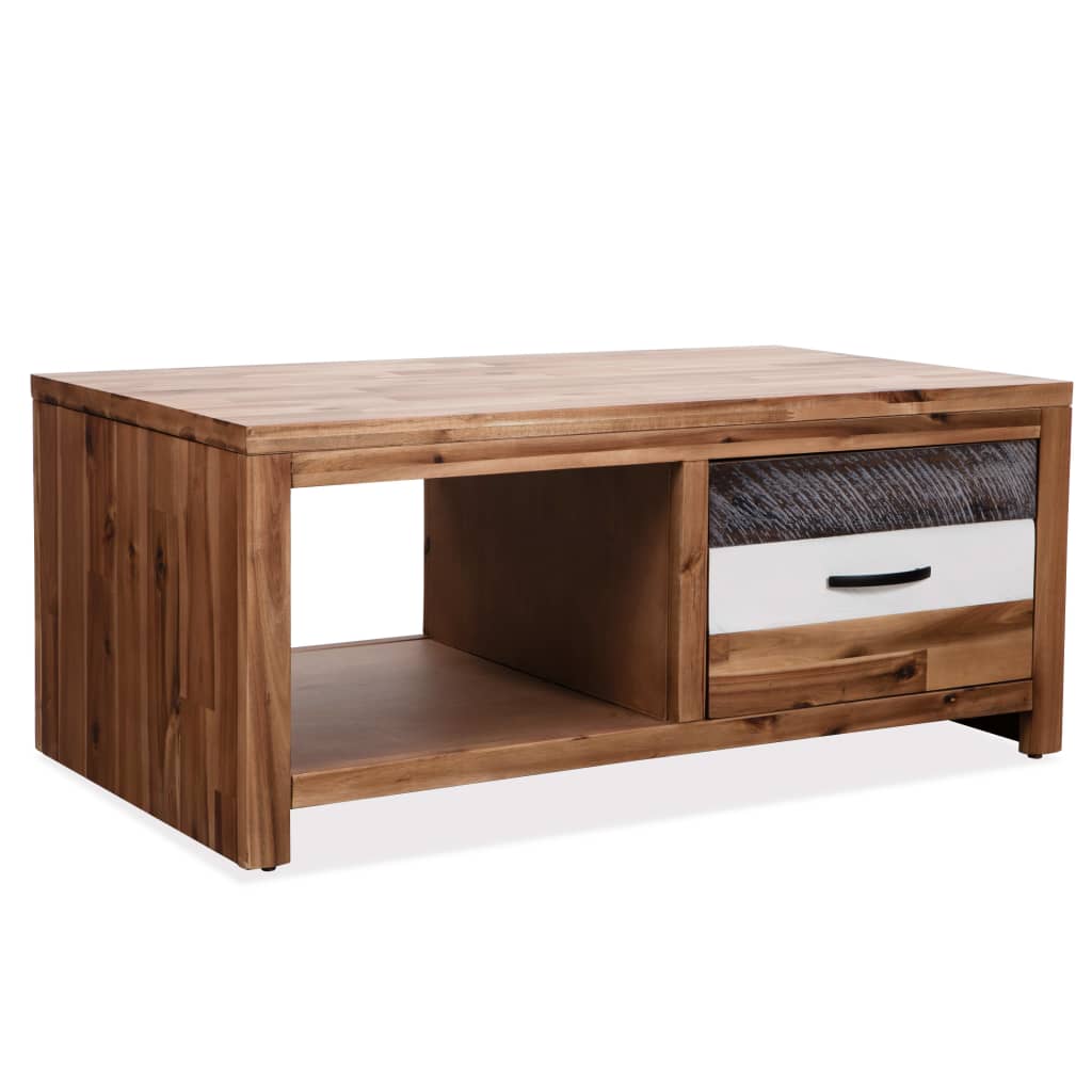 Mesa de centro em madeira de acácia maciça 90x50x37,5 cm