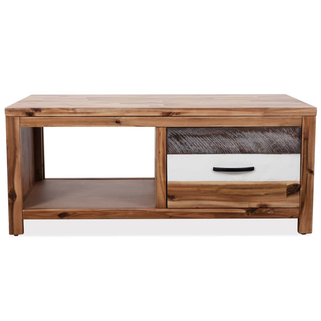Mesa de centro em madeira de acácia maciça 90x50x37,5 cm