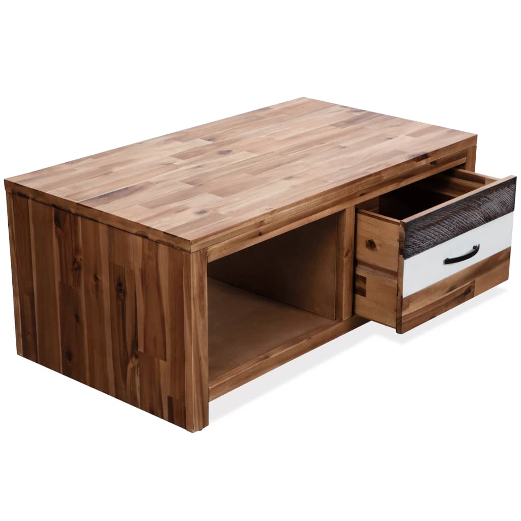Mesa de centro em madeira de acácia maciça 90x50x37,5 cm