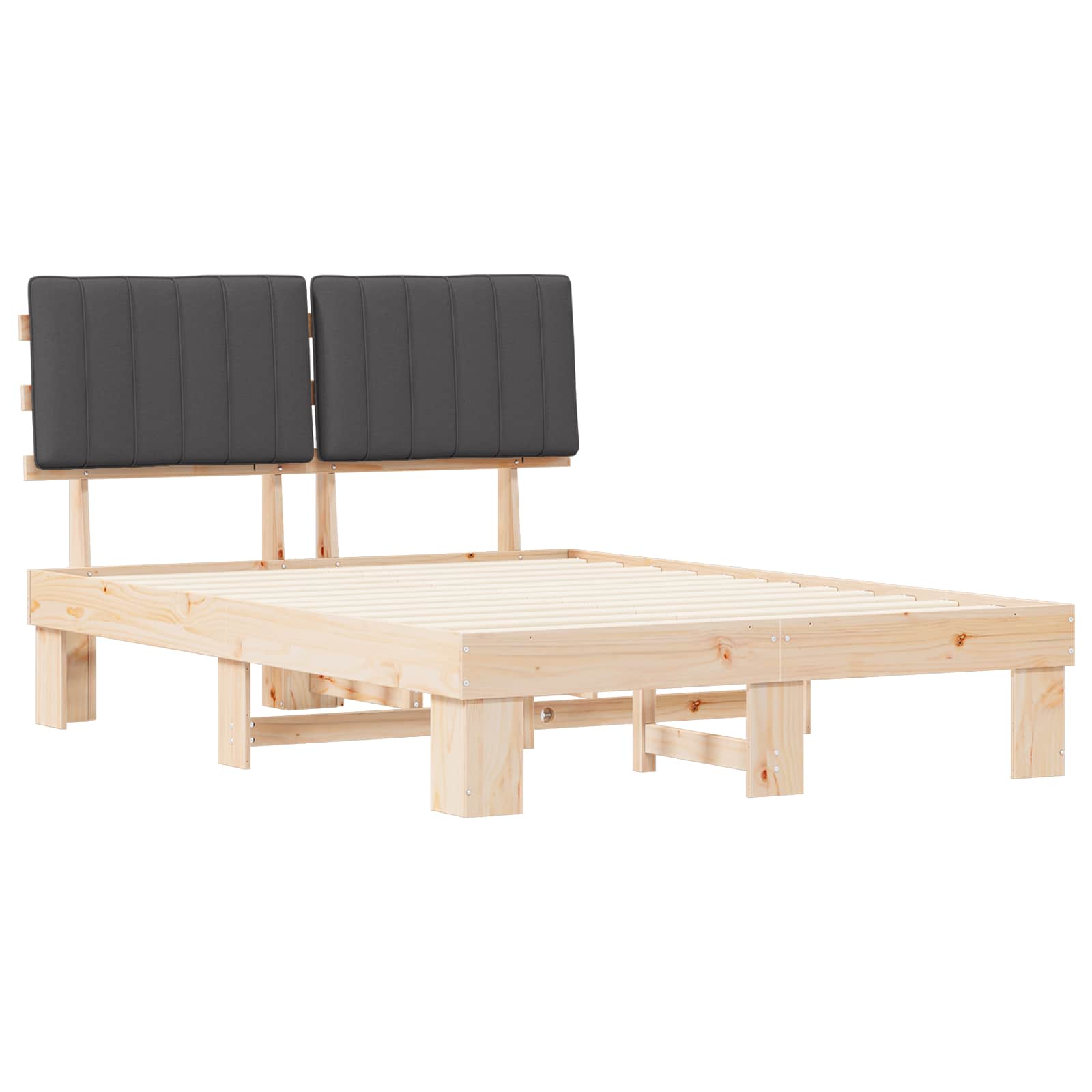 Estrutura de cama com cabeceira estofada cinza escuro