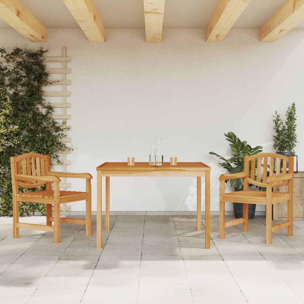 3 Pcs conjunto de jantar para jardim madeira de teca maciça