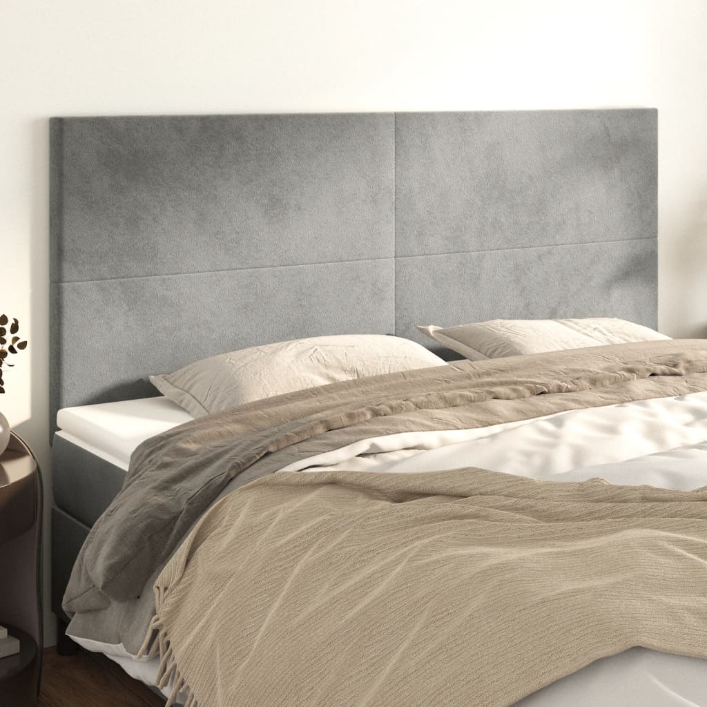 Cabeceira cinza claro 160x5x118/128 cm veludo