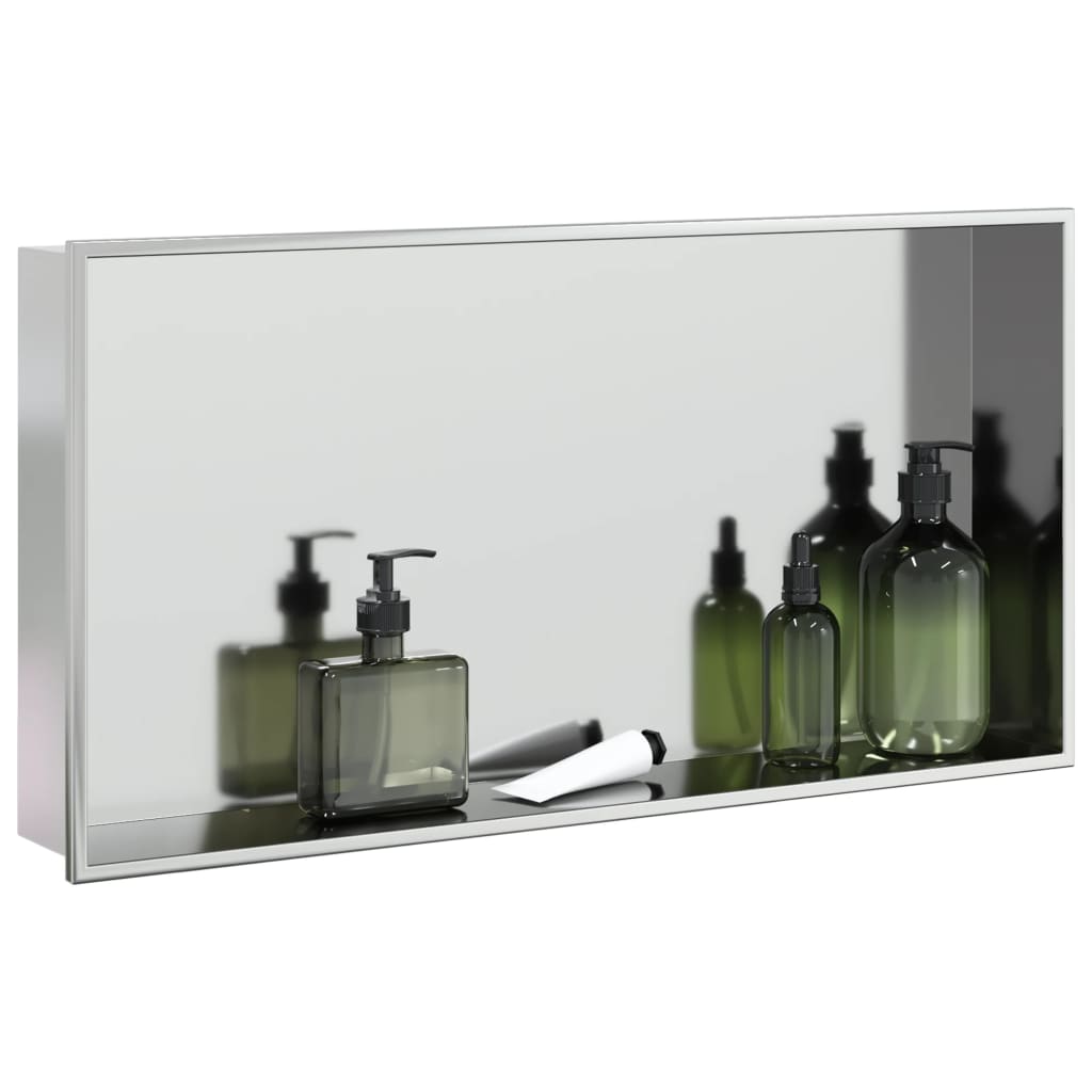 Nicho parede p/ duche 62x32x9 cm aço inoxidável prata escovada
