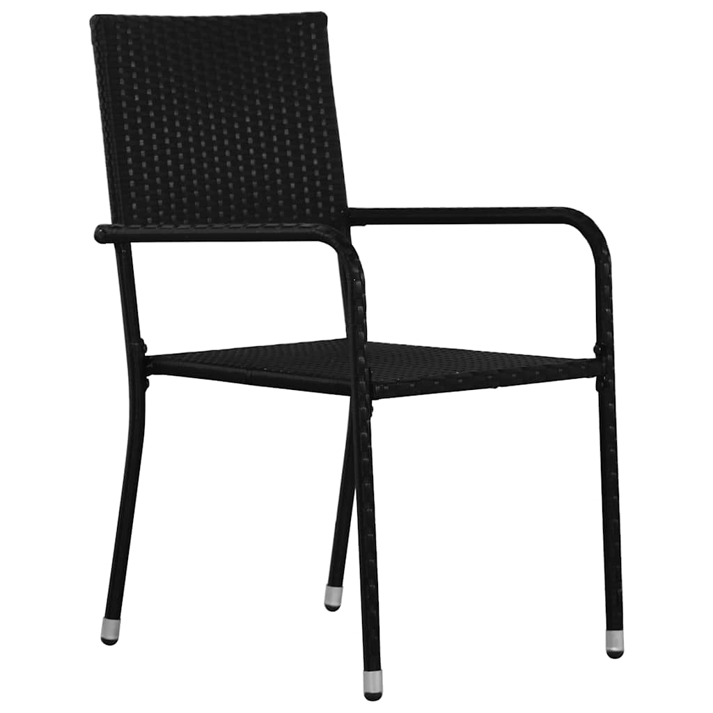 Cadeiras de jantar empilháveis para jardim 4 pcs vime PE preto