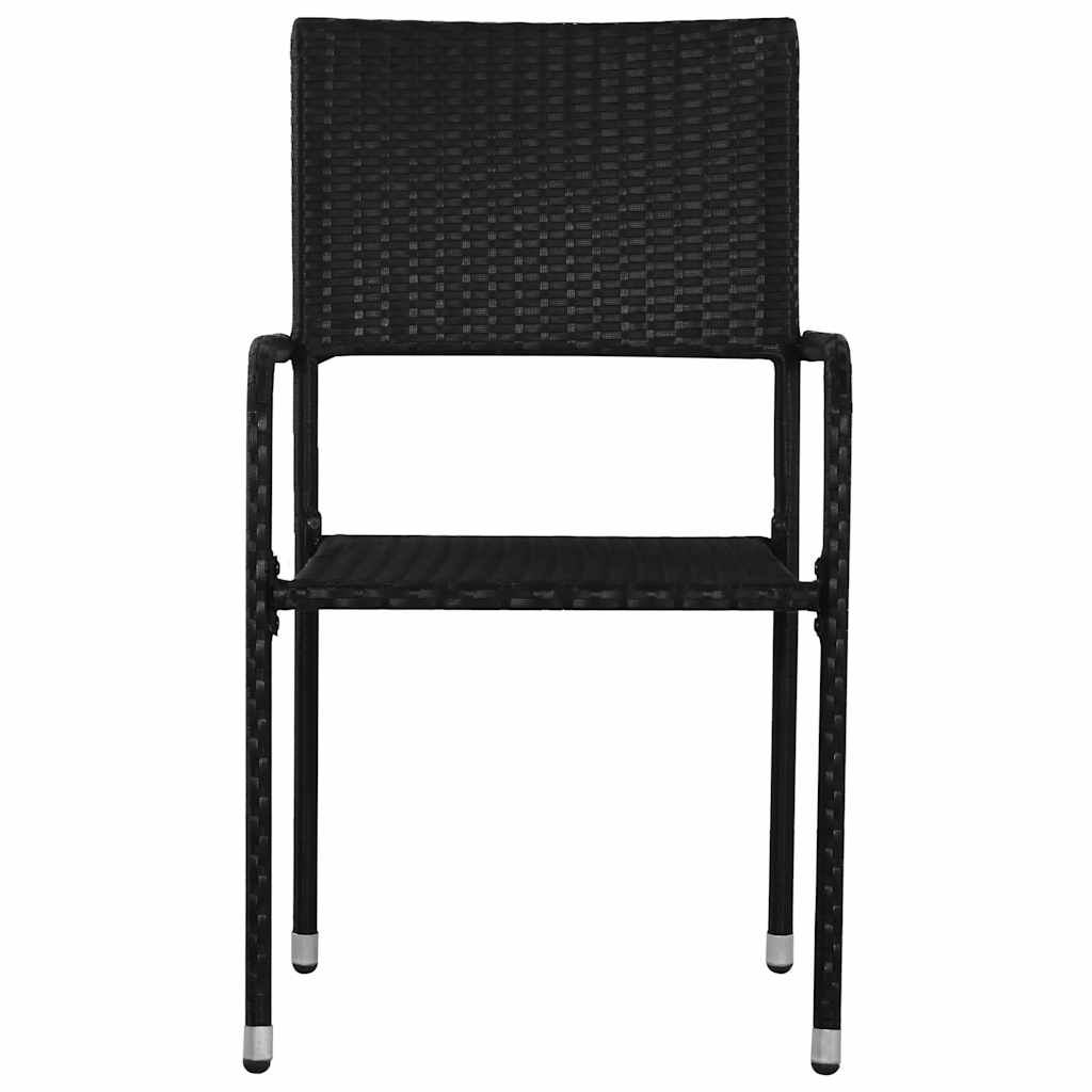 Cadeiras de jantar empilháveis para jardim 4 pcs vime PE preto