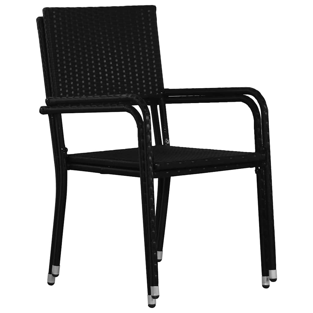 Cadeiras de jantar empilháveis para jardim 4 pcs vime PE preto