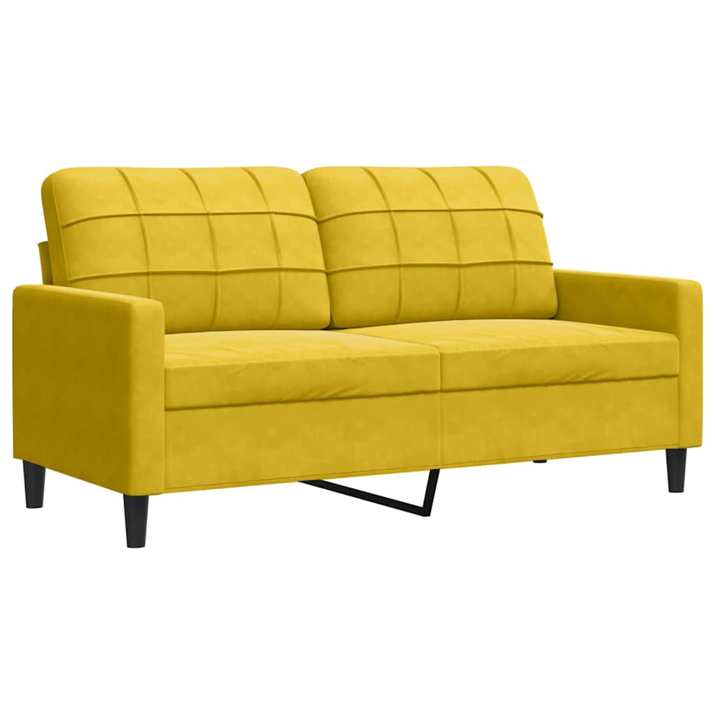 3 Pcs conjunto de sofás com almofadões veludo amarelo