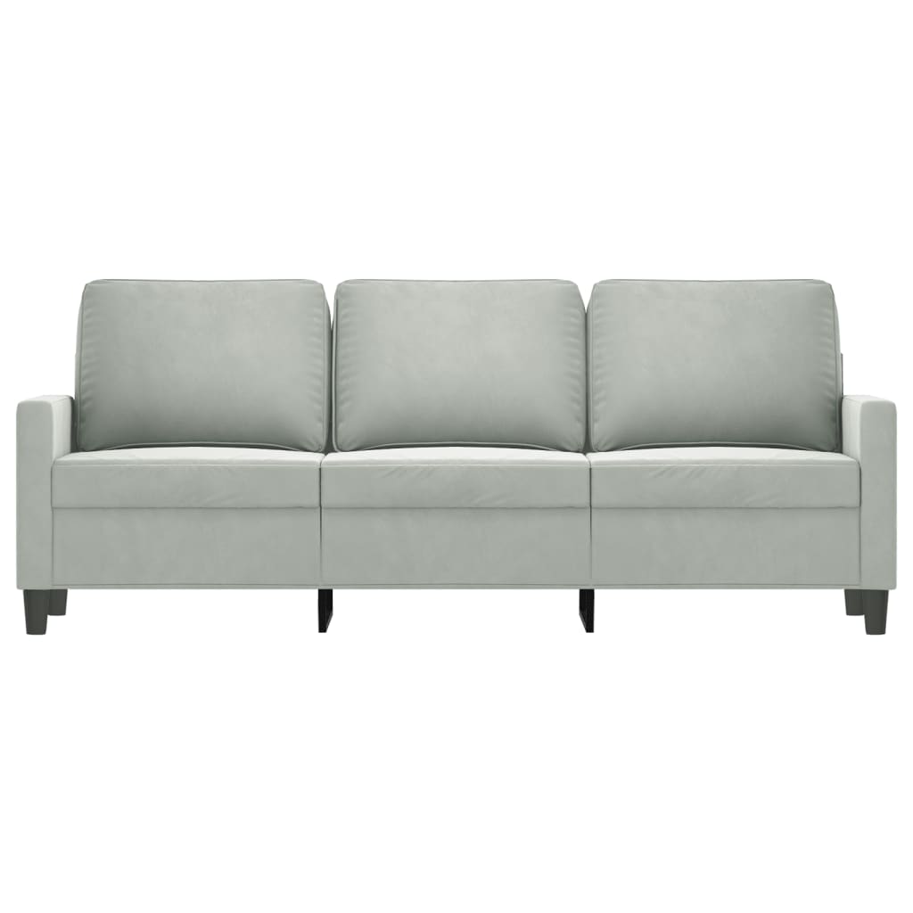 Sofá de 3 lugares 180 cm veludo cinzento-claro