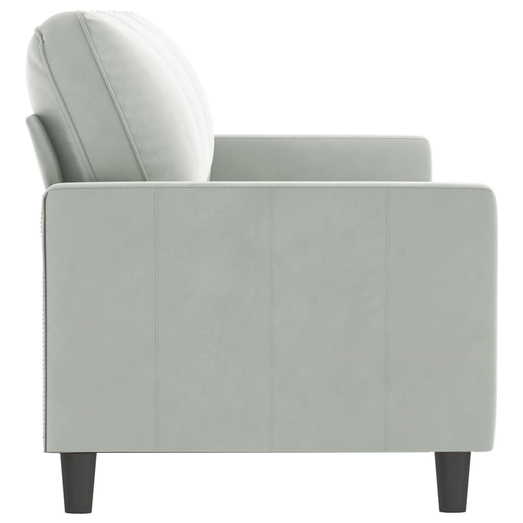 Sofá de 3 lugares 180 cm veludo cinzento-claro