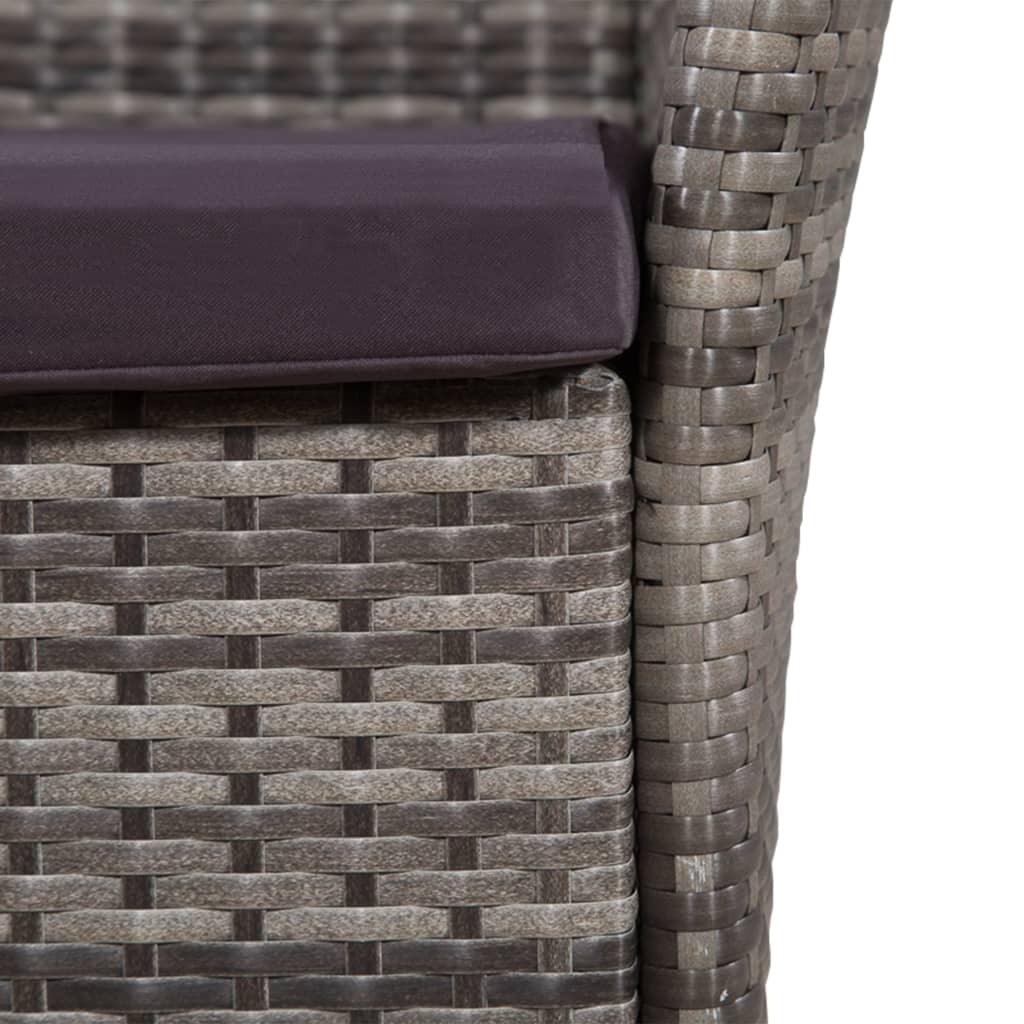 3 Pcs conjunto bistrô vime PE cinzento