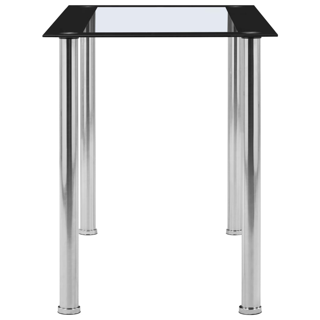 Mesa de jantar 120x60x75cm vidro temperado preto e transparente