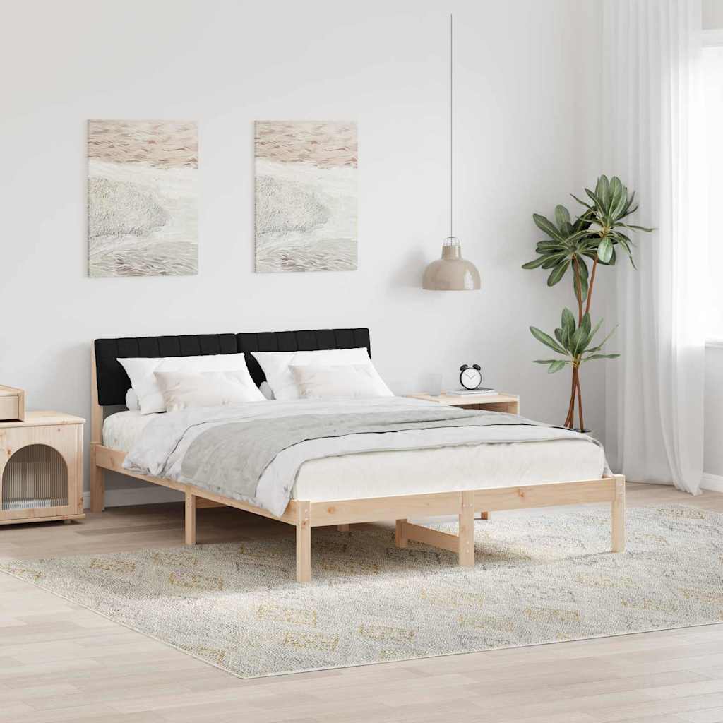 Estrutura da cama com cabeceira castanho e preto 135 x 190 cm