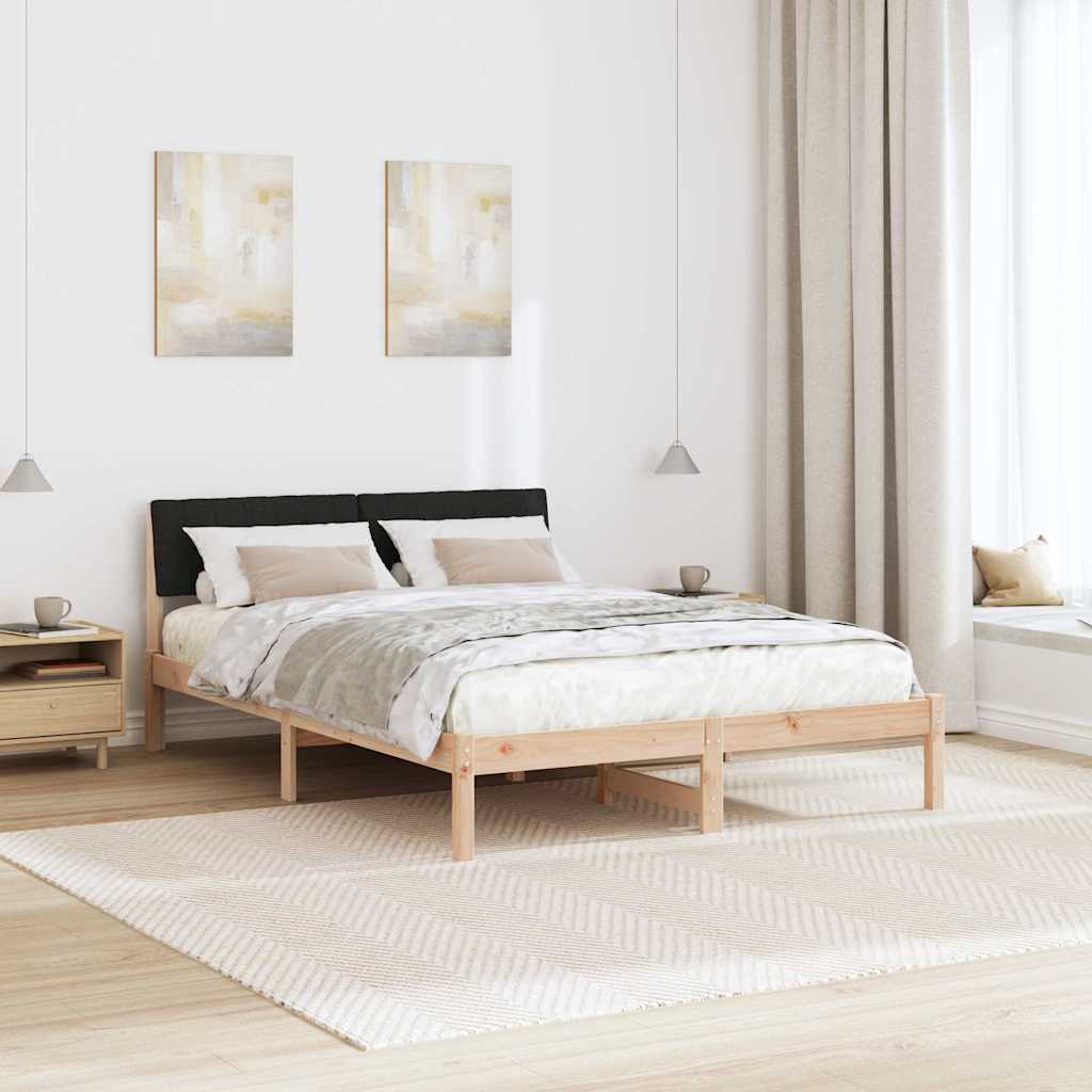 Estrutura da cama com cabeceira castanho e preto 135 x 190 cm