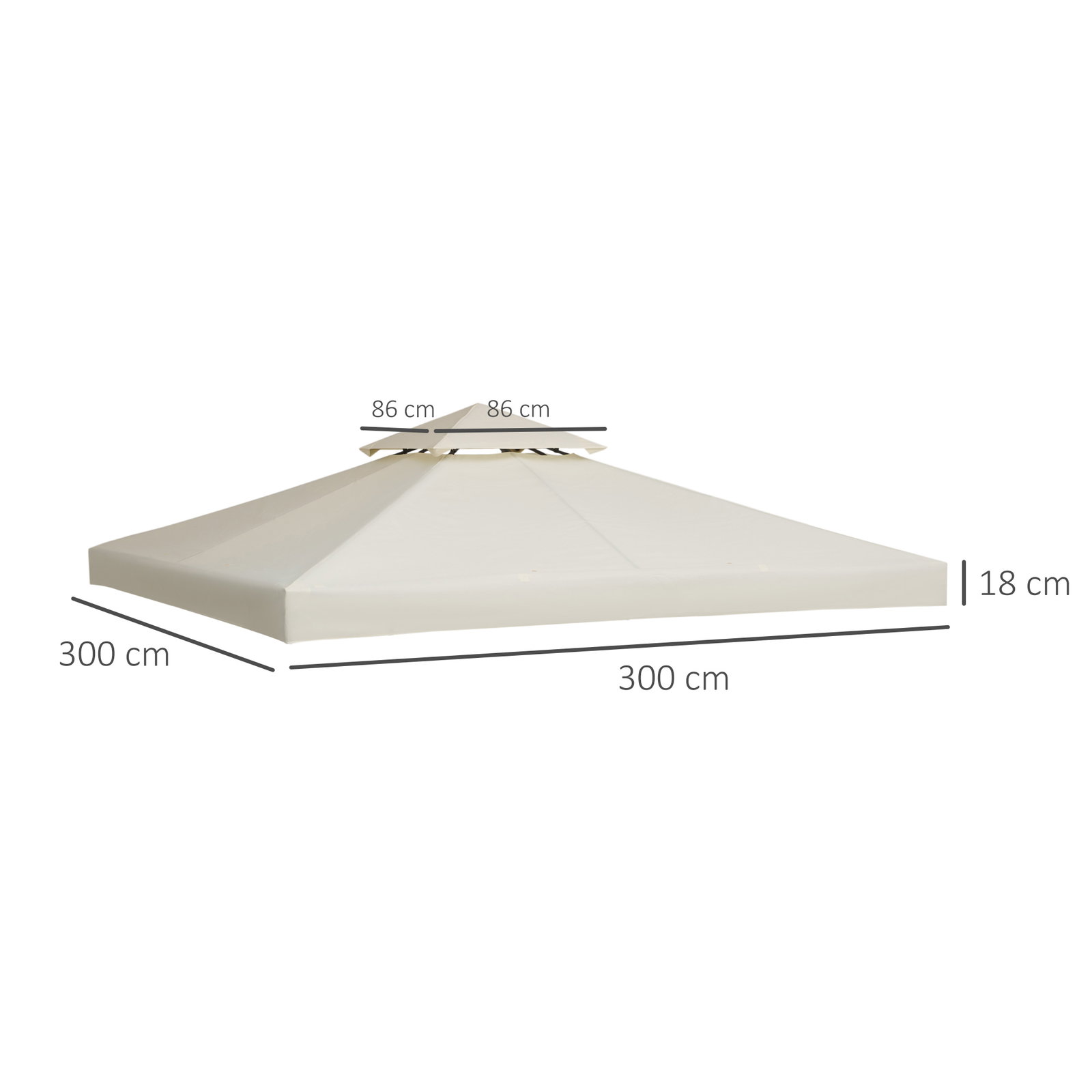 Toldo de Substituição 3x3m para Pérgolas Toldo de Substituição de Pérgolas de Jardim Creme