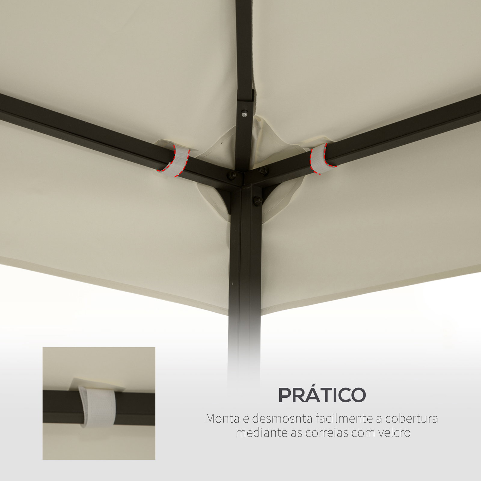 Toldo de Substituição 3x3m para Pérgolas Toldo de Substituição de Pérgolas de Jardim Creme