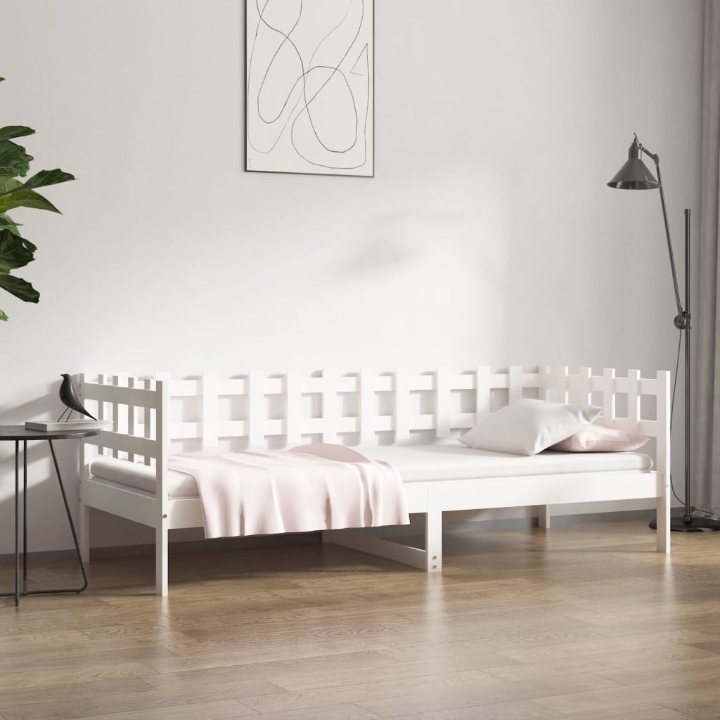 Sofá-cama sem colchão 90x190 cm madeira de pinho maciça branco