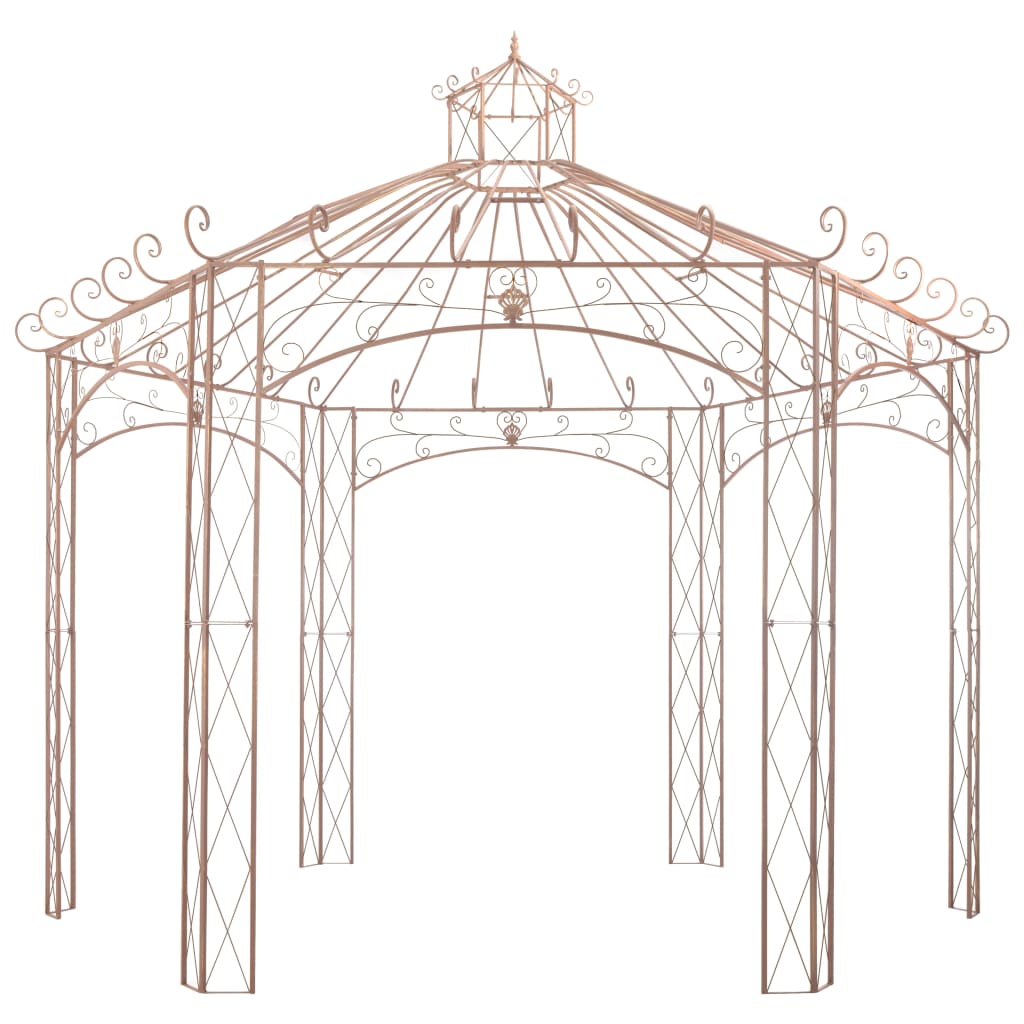 Pavilhão de jardim antigo castanho 4 m ferro